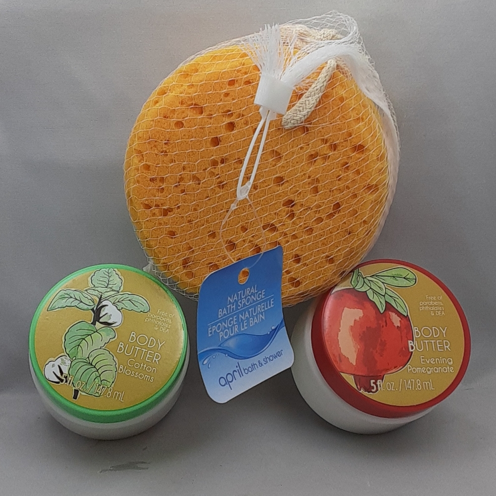 Natural Bath Sponge 2 Body Butters NWT